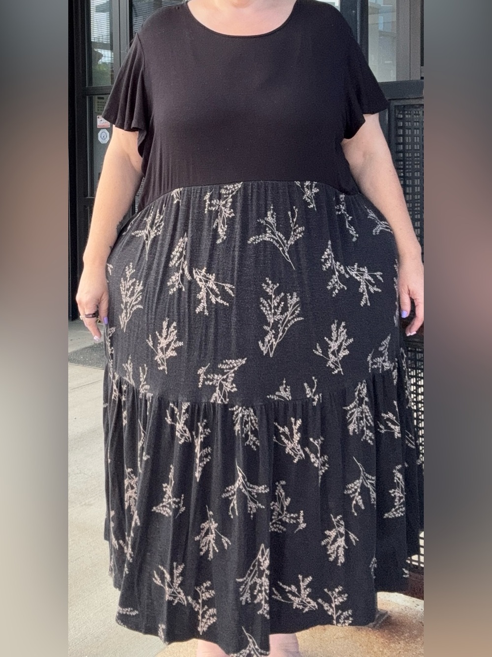 Black Floral Tiered dress for Women